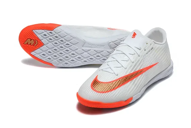 Nike Mercurial Flyweave Ultra Branco Laranja Sapatos de Futebol Indoor 6