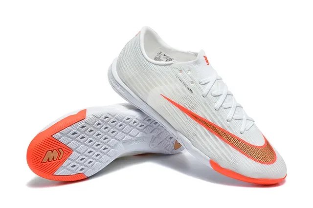 Nike Mercurial Flyweave Ultra Branco Laranja Sapatos de Futebol Indoor 7