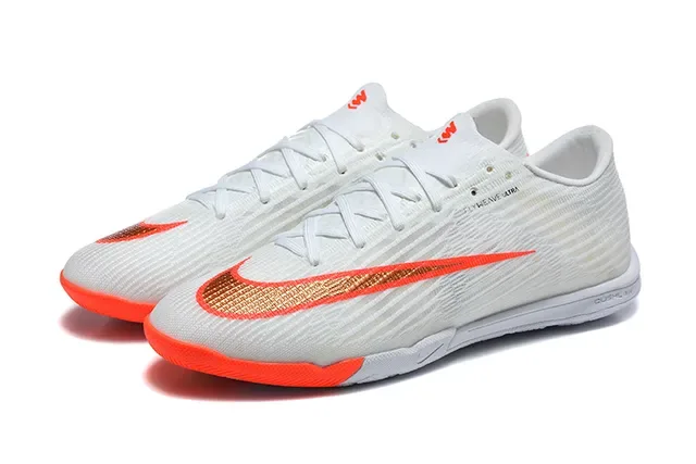 Nike Mercurial Flyweave Ultra Branco Laranja Sapatos de Futebol Indoor 8