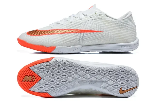 Nike Mercurial Flyweave Ultra Branco Laranja Sapatos de Futebol Indoor 9