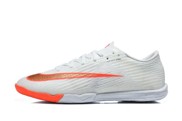 Nike Mercurial Flyweave Ultra Branco Laranja Sapatos de Futebol Indoor 10