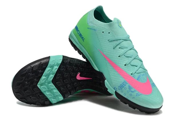 Nike Mercurial Vert Rose Bas Coupé Encolure Chaussette Supérieure Tricot Dégradé Gazon Chaussures de Football 4