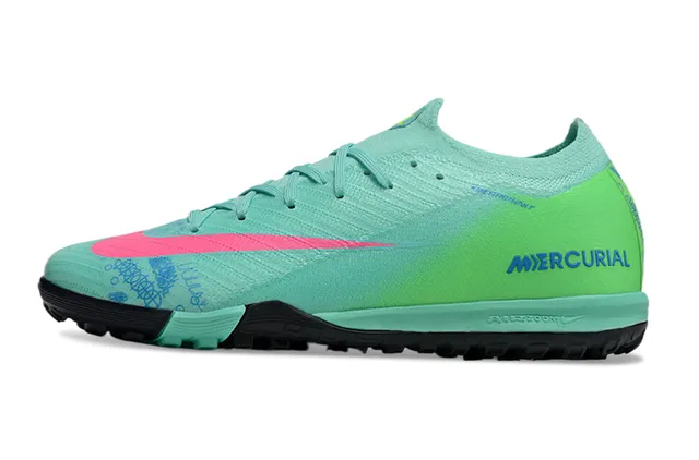 Nike Mercurial Vert Rose Bas Coupé Encolure Chaussette Supérieure Tricot Dégradé Gazon Chaussures de Football 7