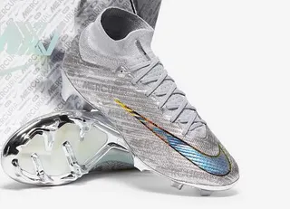 Nike Mercurial Silver Orange Haut Talon Tricot Construction Métallique Iridescent Supérieur Semelle Firme Chaussures de Football 6