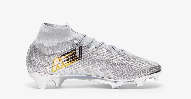 Nike Mercurial Silver Orange Haut Talon Tricot Construction Métallique Iridescent Supérieur Semelle Firme Chaussures de Football 7
