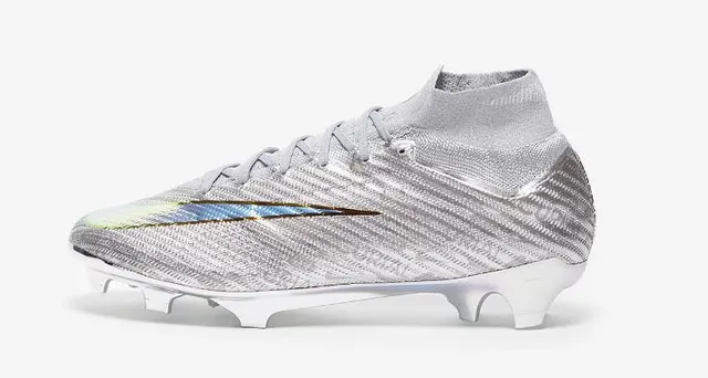 Nike Mercurial Silver Orange Haut Talon Tricot Construction Métallique Iridescent Supérieur Semelle Firme Chaussures de Football 8
