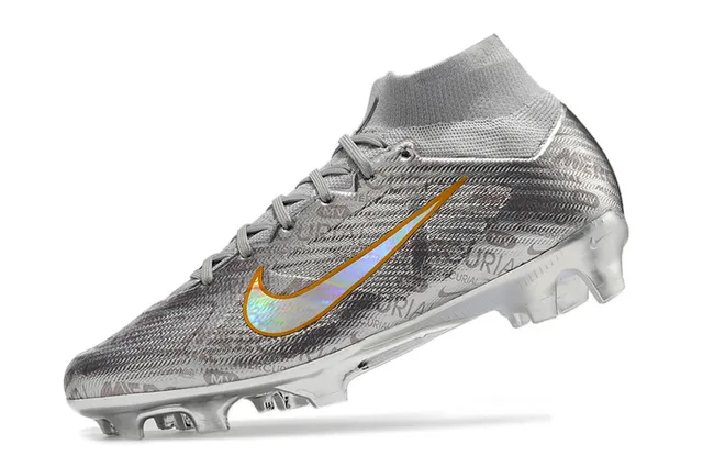 Nike Mercurial Silver Orange Haut Talon Tricot Construction Métallique Iridescent Supérieur Semelle Firme Chaussures de Football 9