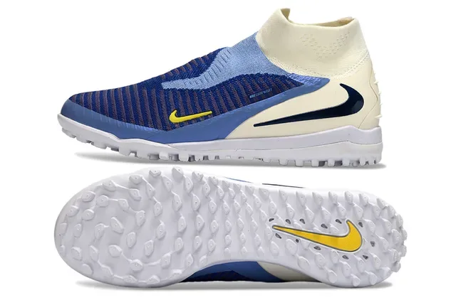 Nike Mercurial Superfly Beige Blue أحذية كرة القدم مع ياقة جورب Flyknit للعشب 5