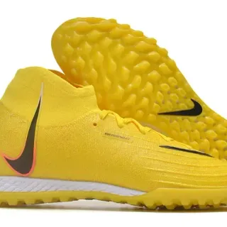 Nike Mercurial Superfly Amarillo Negro Alto Corte Ajuste Calcetín Construcción Malha Superior Zapatos de Fútbol para Césped