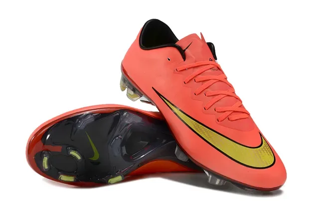 Nike Mercurial Vapor Chaussures de football orange et néon jaune pour terrain ferme 4