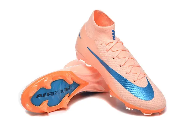Nike Mercurial Vapor Naranja Azul Alto-Corte Flyknit Superior Cordones Asimétricos Firm-Ground Zapatos de Fútbol 7