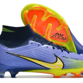 Nike Mercurial Vapor Purple Yellow Sock-Fit Collar Textured Knit Upper Firm-Ground Soccer Shoes