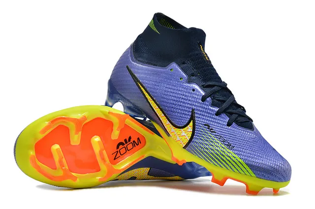 Nike Mercurial Vapor Purple Yellow Sock-Fit Collar Textured Knit Upper Firm-Ground Soccer Shoes 2