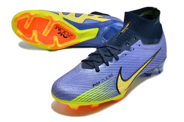 Nike Mercurial Vapor Purple Yellow Sock-Fit Collar Textured Knit Upper Firm-Ground Soccer Shoes 3