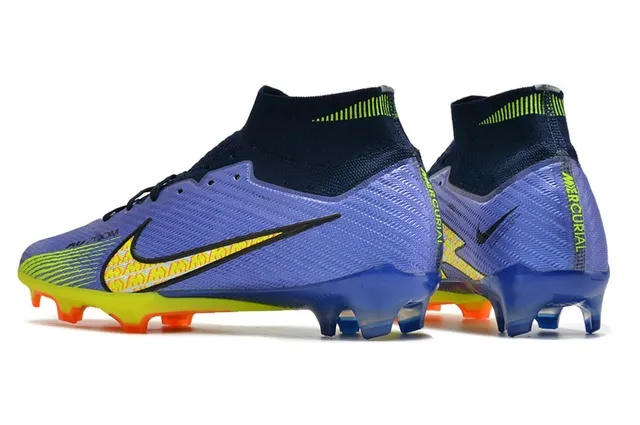 Nike Mercurial Vapor Purple Yellow Sock-Fit Collar Textured Knit Upper Firm-Ground Soccer Shoes 4