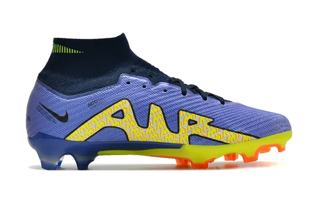Nike Mercurial Vapor Purple Yellow Sock-Fit Collar Textured Knit Upper Firm-Ground Soccer Shoes 5