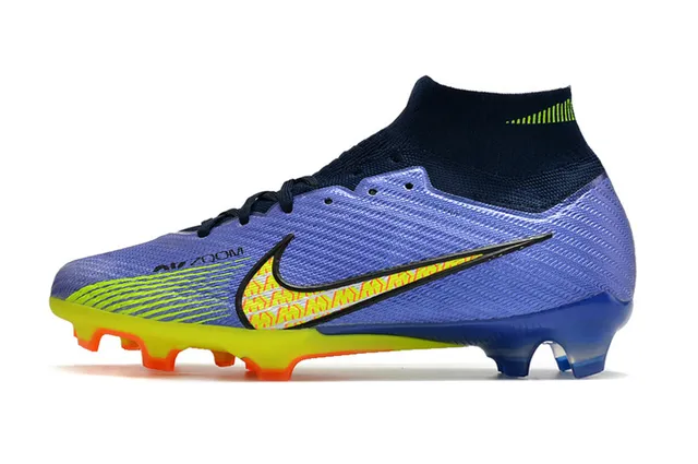 Nike Mercurial Vapor Purple Yellow Sock-Fit Collar Textured Knit Upper Firm-Ground Soccer Shoes 6