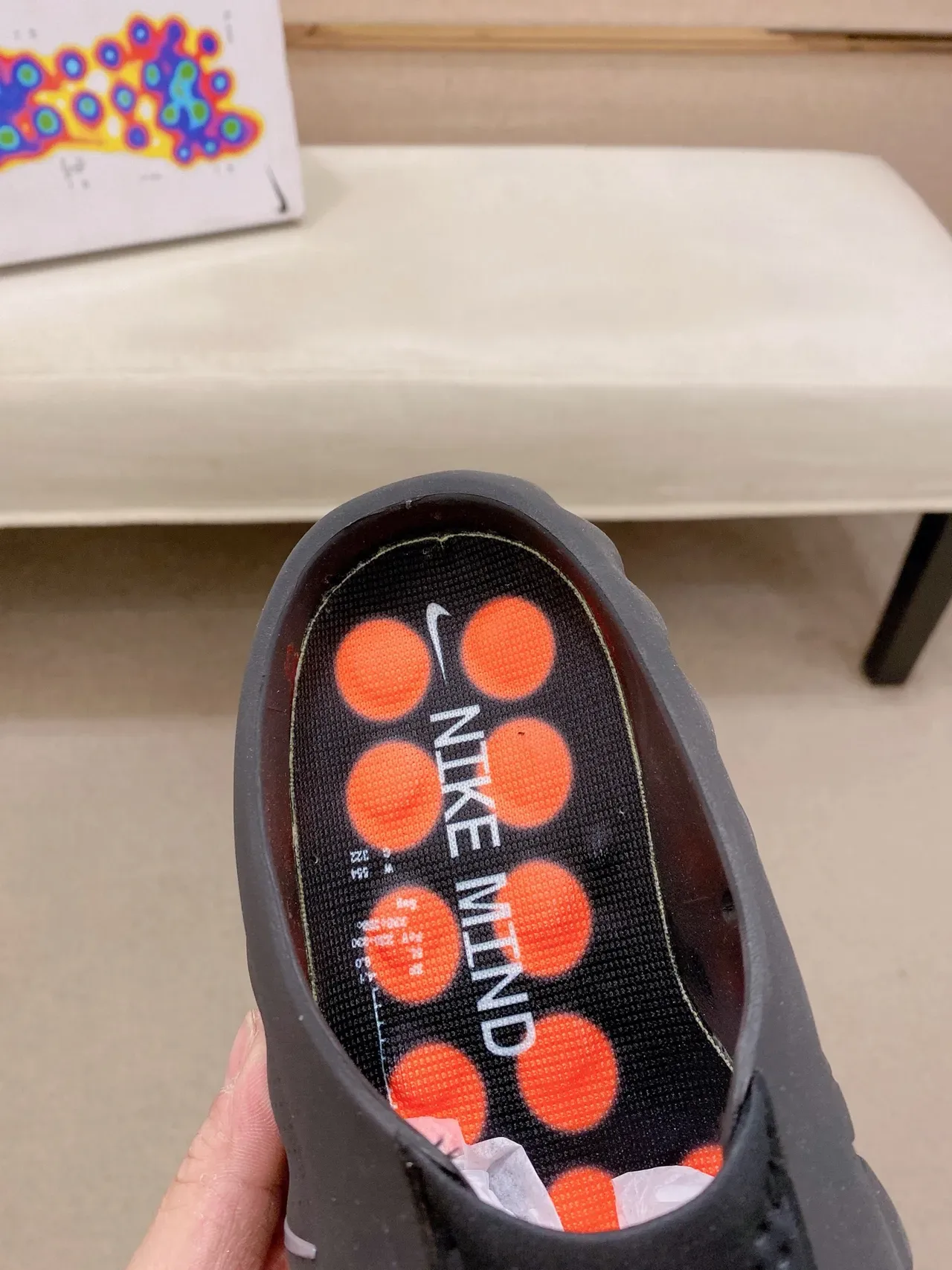 Nike Mind Orange White Molded Wavy Sole Perforated Strap Upper Slippers 9