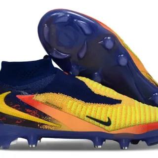 Nike Multicolor Navy Knit Sock-Fit Upper Asymmetrical Lacing Firm-Ground Soccer Shoes