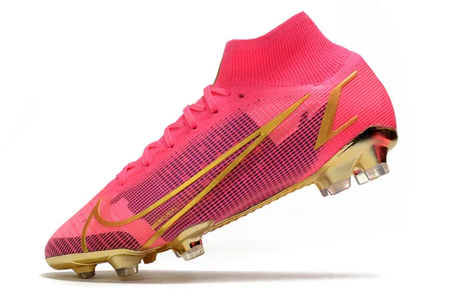 Nike Multicolor Rosa High-Cut Ajuste Dinámico Cuello Rejilla Parte Superior Firm-Ground Zapatos de Fútbol 17