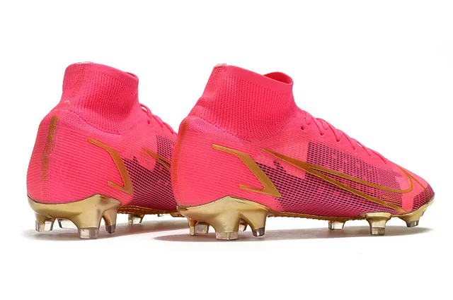 Nike Multicolor Rosa High-Cut Ajuste Dinámico Cuello Rejilla Parte Superior Firm-Ground Zapatos de Fútbol 20
