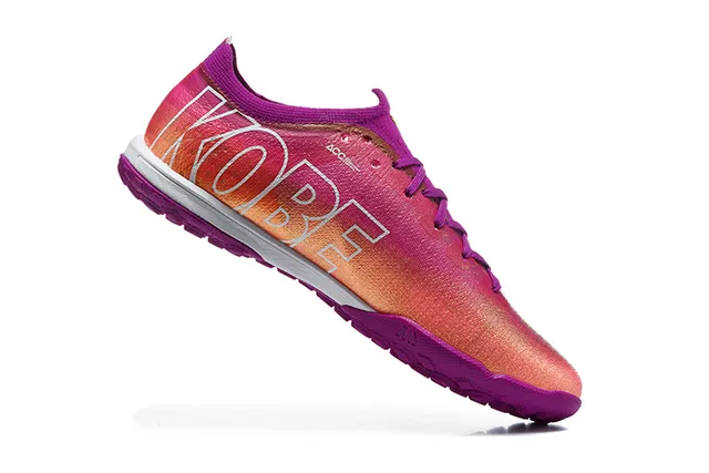 Nike أحذية كرة القدم للعشب متعددة الألوان بنفسجي منخفضة القطع مع الجزء العلوي الاصطناعي تدرج وردي إلى برتقالي من الخياطة 3