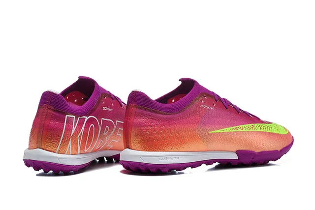 Nike أحذية كرة القدم للعشب متعددة الألوان بنفسجي منخفضة القطع مع الجزء العلوي الاصطناعي تدرج وردي إلى برتقالي من الخياطة 5