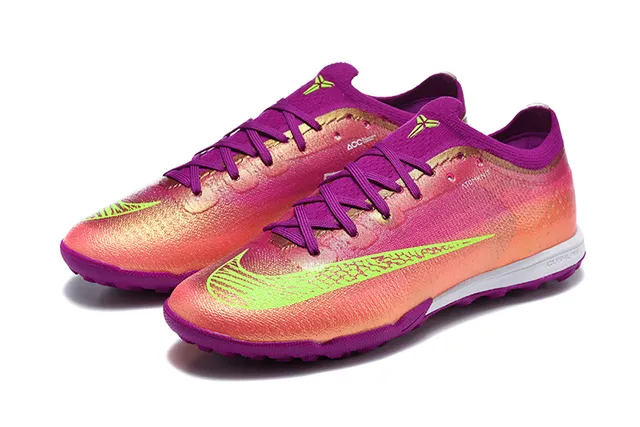 Nike أحذية كرة القدم للعشب متعددة الألوان بنفسجي منخفضة القطع مع الجزء العلوي الاصطناعي تدرج وردي إلى برتقالي من الخياطة 8