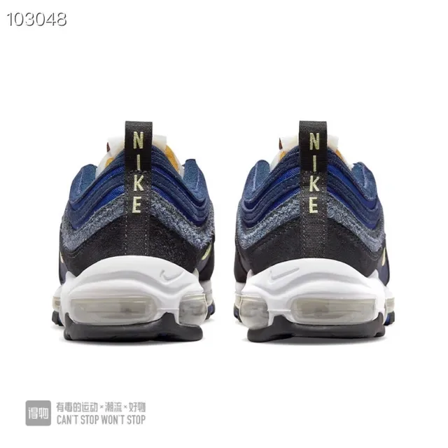 Nike Navy Black Sneakers Lifestyle avec Tige en Vagues Empilées et Amortissement d'Air Visible 2