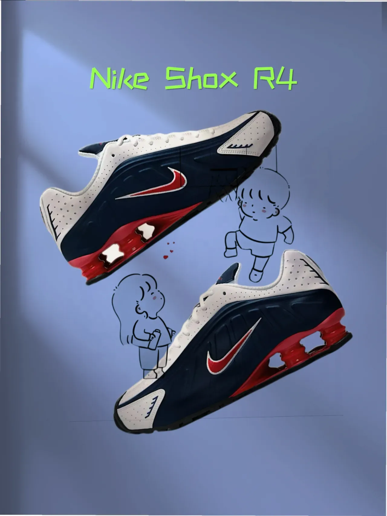 Zapatillas Lifestyle Nike Navy Red Shox Sistema de Amortiguación Upper Perforado 8
