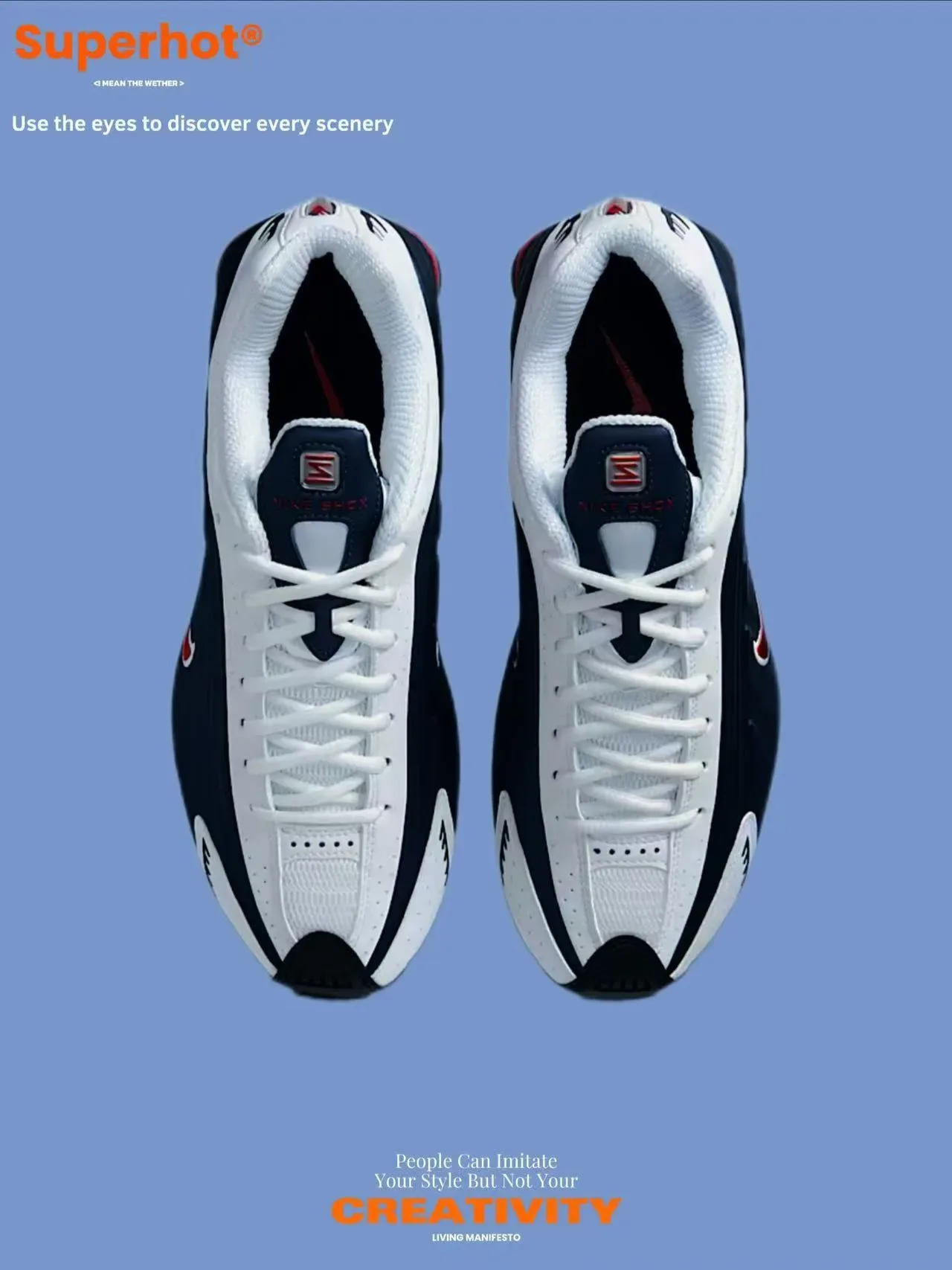Zapatillas Lifestyle Nike Navy Red Shox Sistema de Amortiguación Upper Perforado 10