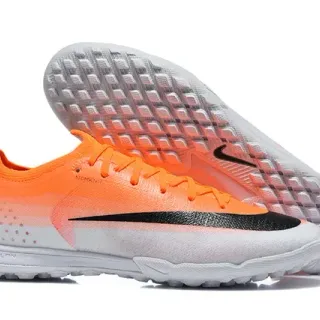Nike Orange Black Low-Cut Knit Upper Gradient Fade Turf Soccer Shoes