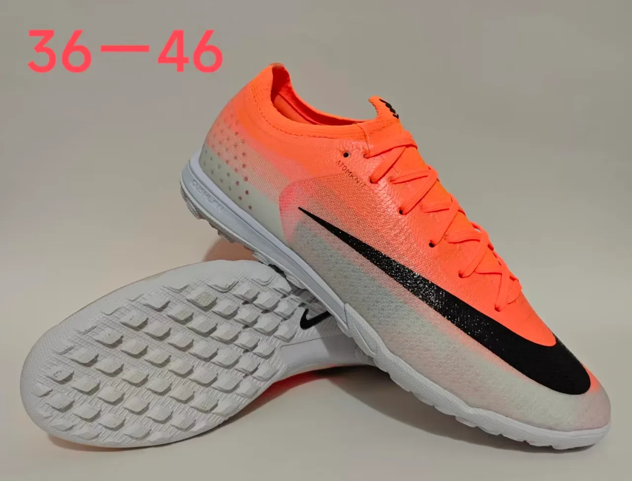 Nike Chaussures de Football Turf Orange et Noir Low-Cut Knit Upper Gradient Fade 11