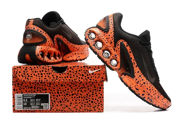 Nike Orange Black Mesh Upper Speckled Midsole Running Shoes 6