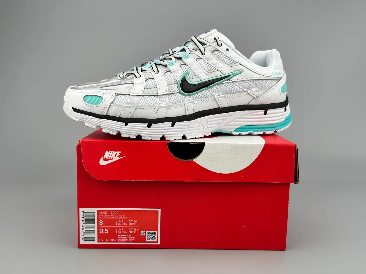 Nike P-6000 White Black Teal Lifestyle Sneakers 2