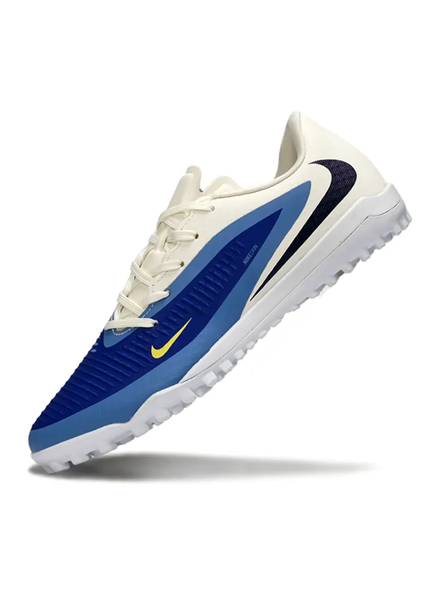 Nike Phantom GT Beige Blue chaussure à talon bas haut en synthétique texturé chaussures de soccer sur gazon 3
