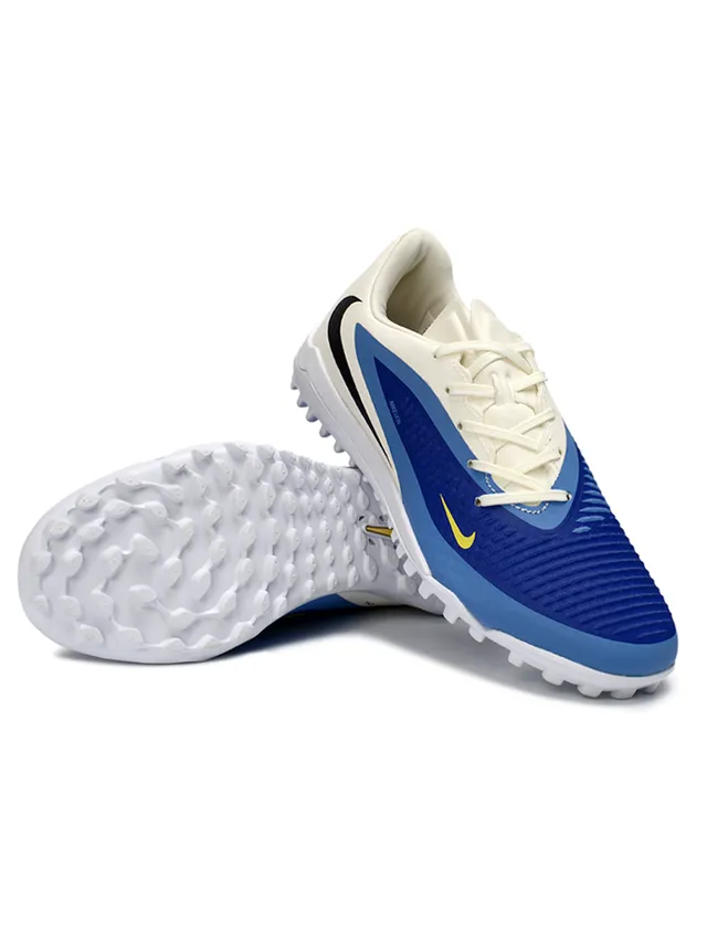 Nike Phantom GT Beige Blue chaussure à talon bas haut en synthétique texturé chaussures de soccer sur gazon 4