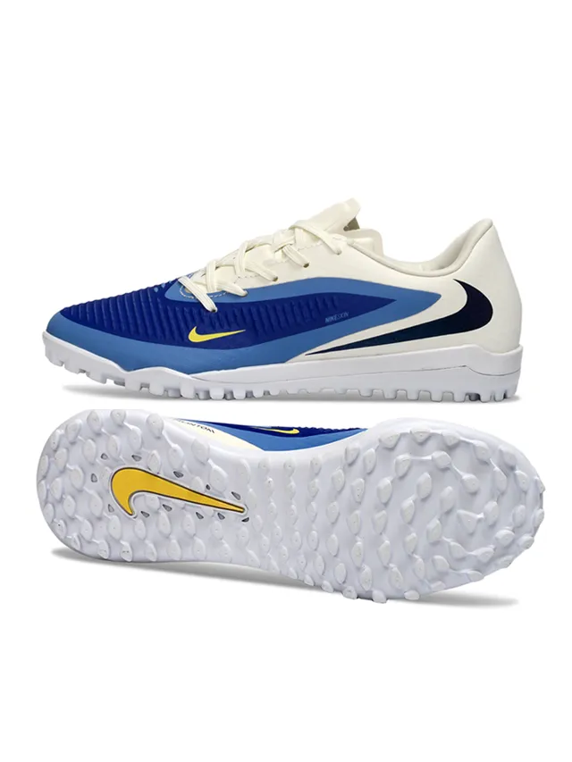 Nike Phantom GT Beige Blue chaussure à talon bas haut en synthétique texturé chaussures de soccer sur gazon 6