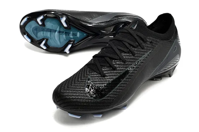 Nike Phantom GT Black Blue Knit Upper Asymmetrical Lacing Firm-Ground Soccer Shoes 3