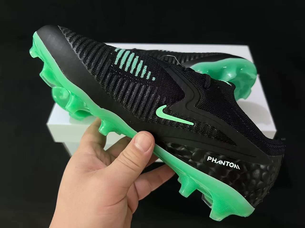 Nike Phantom GT Black Neon Green Firm-Ground Soccer Shoes 4