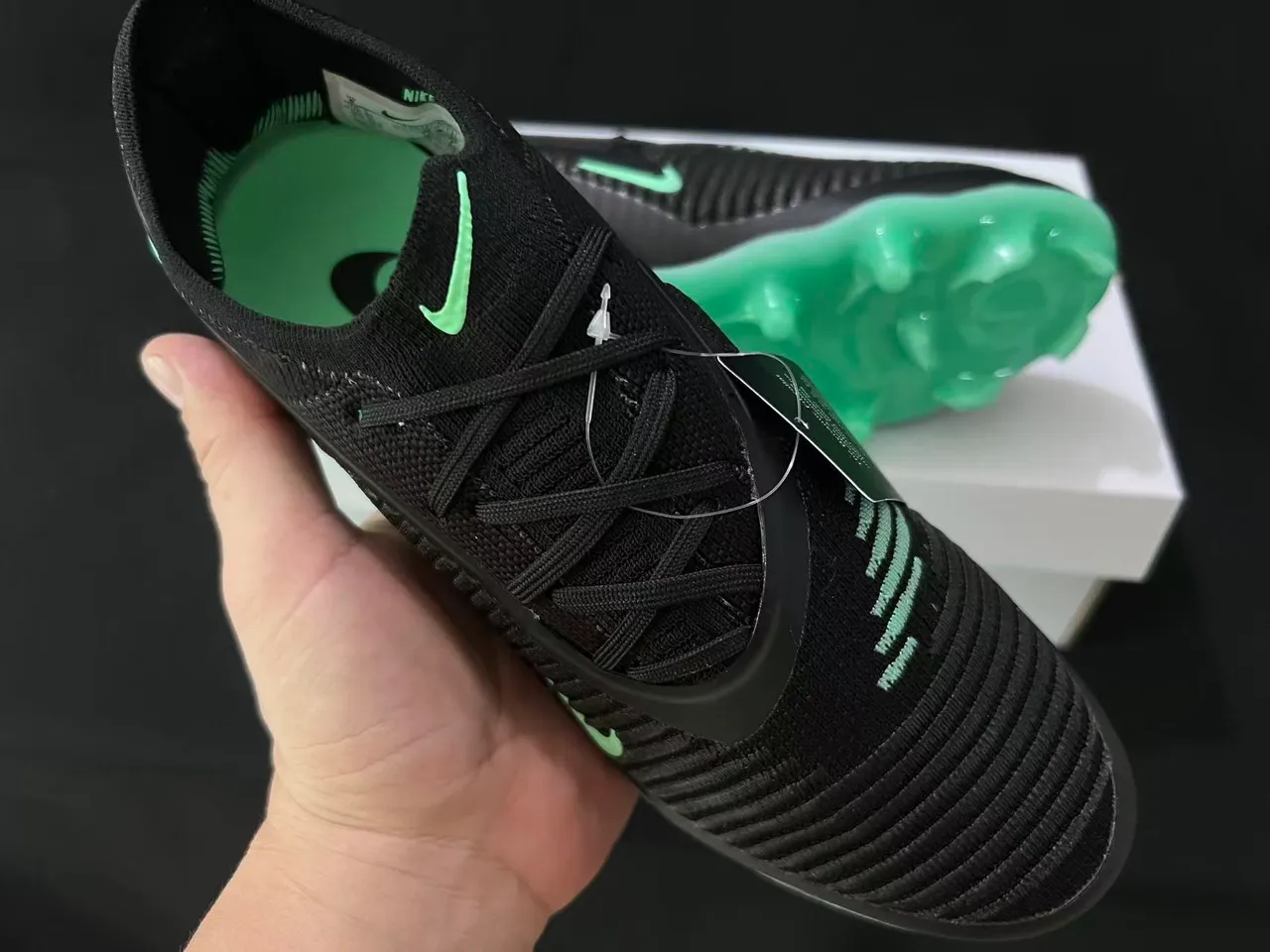 Nike Phantom GT Black Neon Green Firm-Ground Soccer Shoes 5