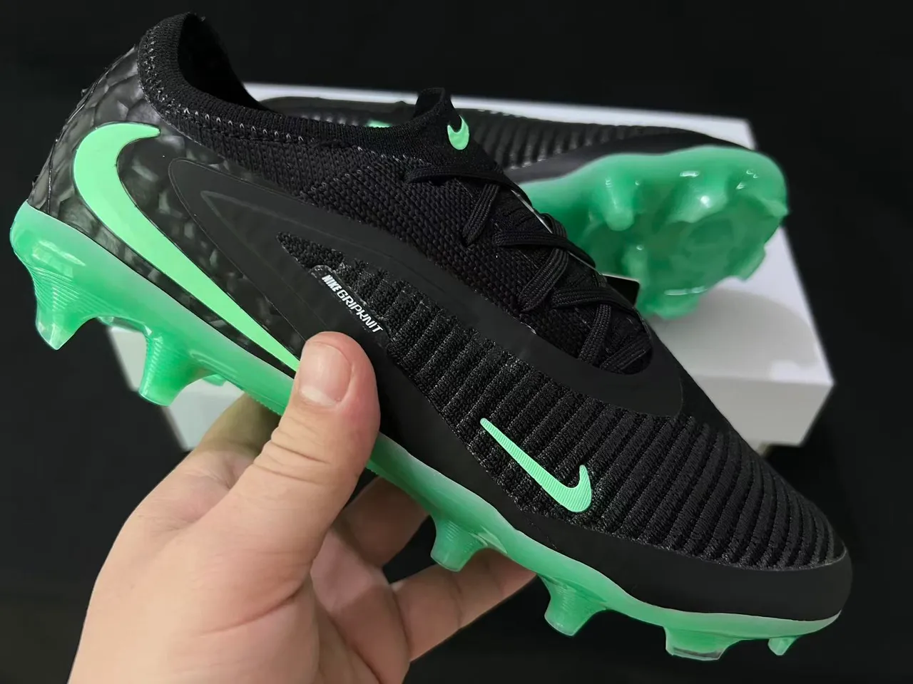 Nike Phantom GT Black Neon Green Firm-Ground Soccer Shoes 6