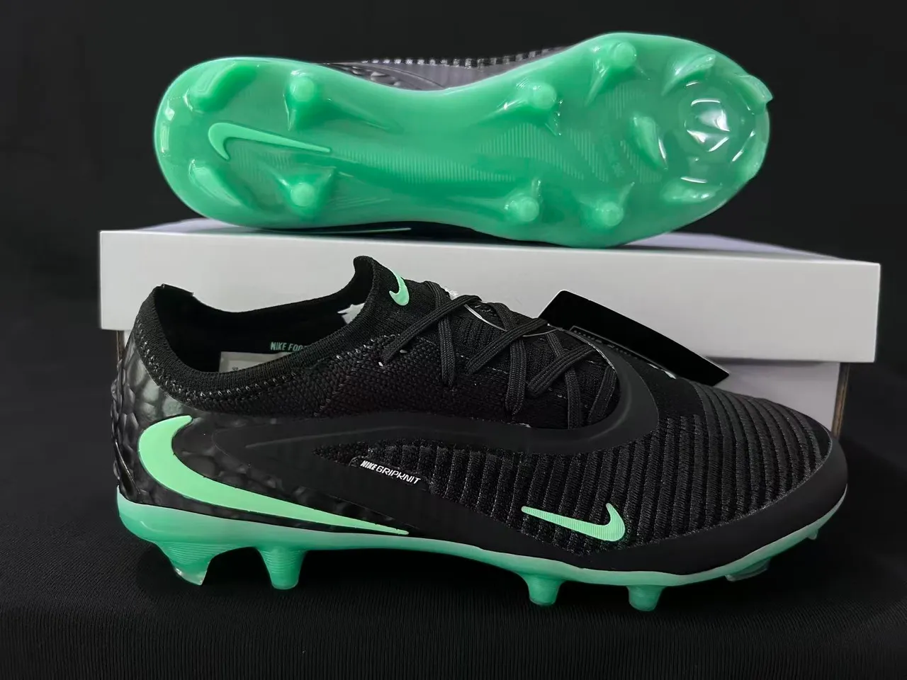 Nike Phantom GT Black Neon Green Firm-Ground Soccer Shoes 7