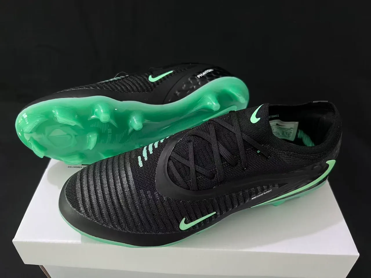 Nike Phantom GT Black Neon Green Firm-Ground Soccer Shoes 9