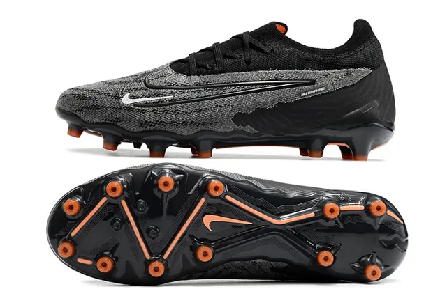 Nike Phantom GT Black Orange Low-Cut Knit Upper Structural Overlays Firm-Ground Soccer Shoes 6