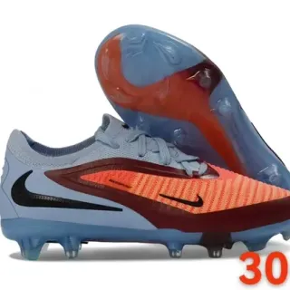 Nike Phantom GT Blue Orange Low-Cut Knit Collar Asymmetric Lacing Firm-Ground Soccer Shoes