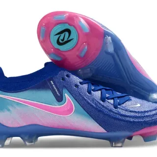 Nike Phantom GT Blue Pink Knit Upper Asymmetrical Lacing Firm-Ground Soccer Shoes
