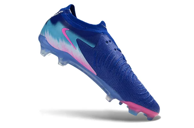Nike Phantom GT Blue Pink Knit Upper Asymmetrical Lacing Firm-Ground Soccer Shoes 2