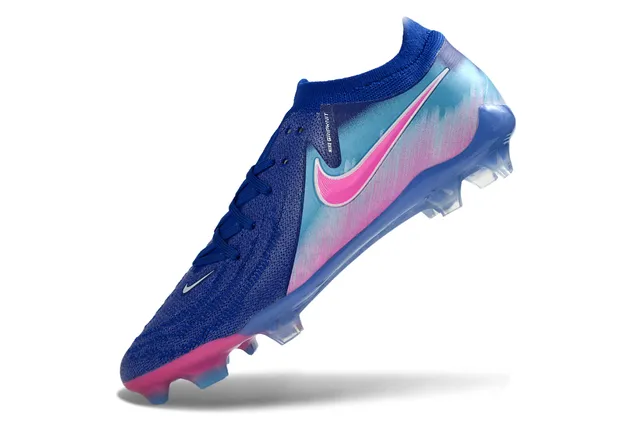 Nike Phantom GT Blue Pink Knit Upper Asymmetrical Lacing Firm-Ground Soccer Shoes 3