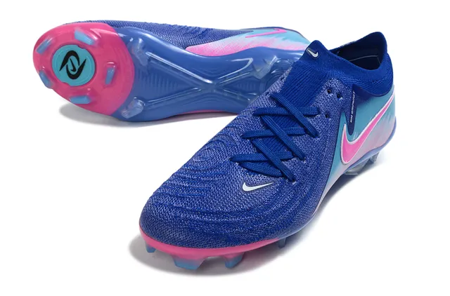 Nike Phantom GT Blue Pink Knit Upper Asymmetrical Lacing Firm-Ground Soccer Shoes 4